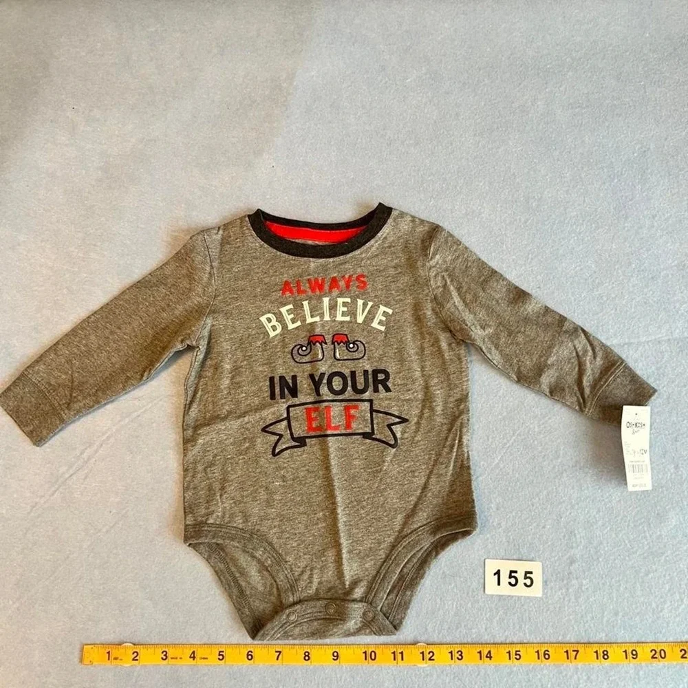 Baby Gray Always Believe In Your Elf OshKosh NEW WITH TAGS